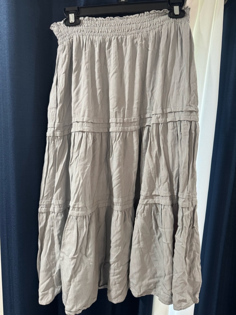 tea n rose Light Gray Tiered Smocked Maxi Skirt